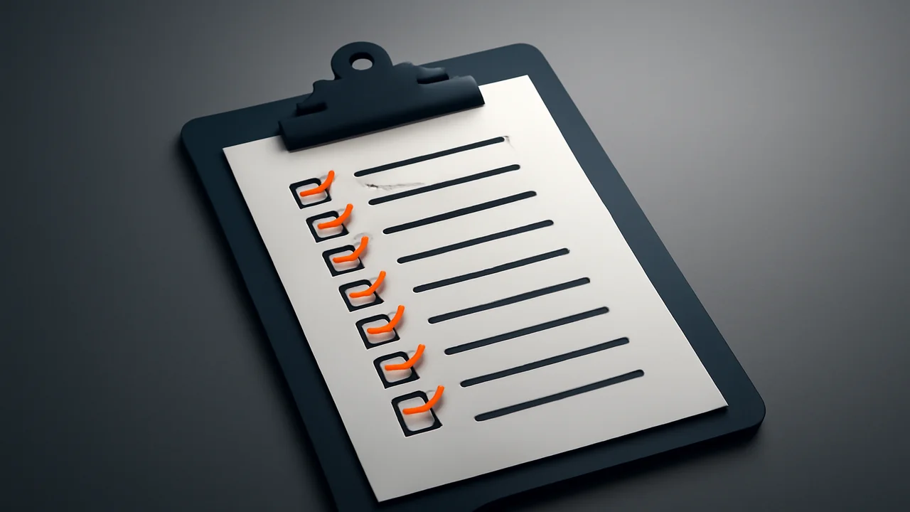 Editorial illustration of an engineering scorecard clipboard